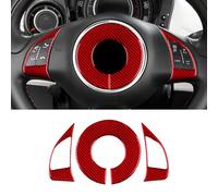 Adesivo 3D Logo per Volante per Fiat 500 Abarth 595 2012-2023, Adesivi per Volante Logo Auto Volante Adesivo Corpo Emblema Trim Stemma per Auto,Red-A
