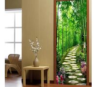 Adesivo 3D Per Porta - Strada Di Pietra Della Foresta Di Bambù 80 X 200 Cm - Adesivo Murale Per Porta 3D Impermeabile Adesivo Da Parete In Vinile Per Porte Interne Soggiorno Camera Da Letto -7N4X9L7L9