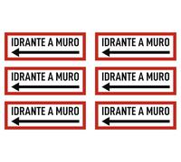 Adesivo: 52 x 148 mm, 6 pezzi - IDRANTE A MURO - Protezione antincendio e istruzioni d'uso - DIN 4066 - D2 con freccia direzione sinistra - Lingua: italiano