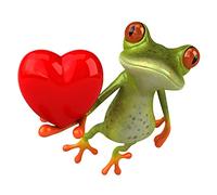 Adesivo a forma di rana con cuore, 12 x 10 cm, per auto, camion, roulotte, ciclomotori, resistente alle intemperie e all'autolavaggio, kfz726