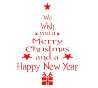 Adesivo Albero di Natale Adesivi per Decorazione Vetrofanie Vetrine Finestre Parete Natalizi con Lettere Rosso