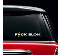 Adesivo anti elon per paraurti, motivo "F Elon Went Crazy Hate Musk, Tesla Model X Y 3 S, accessori in vinile (fulmine giallo)