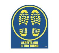 Adesivo Antiscivolo Aspetta Qui il Tuo Turno 2 Pezzi