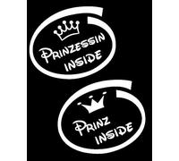 Adesivo auto bambino bambini principessa o principe inside scritta sticker 27