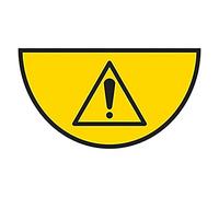 Adesivo autoadesivo per pavimento con motivo "Warning Exclamation Mark", 620 x 350 mm, mezza luna