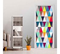 Adesivo Avvolgente Per Porta Autoadesivo - Geometria Astratta Colorata 77 X 200 Cm - Peel And Stick 3D Effect Door Wrap - Carta Da Parati In Vinile Rimovibile Hd Soggiorno Camera Dei B-29587307246485