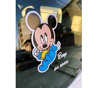 Adesivo BABY ON BOARD per auto - Bebè a bordo - Minnie e Mickey Mouse - per bambino e bambina (Baby Mickey)
