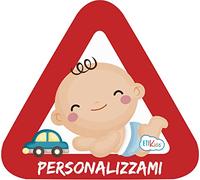 Adesivo Bebe a bordo Personalizzabile per l'auto. Adesivi in vinile Bimbo o bimba a bordo anche per moto. 15 x 13'7 cm. (Ref. 2)