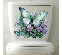 Adesivo colorato per copriwater a forma di farfalla, fiore, pesce, uccello, fiore, foglia, impermeabile, decalcomania per sedile del WC, cisterna, autoadesivo