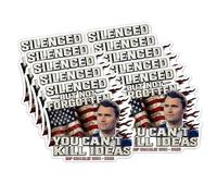 Adesivo commemorativo patriottico di Charlie Kirk Silenced But Not Forgotten, You Can't Kill Ideas, adesivo in vinile impermeabile per auto, paraurti, porte, finestre, computer portatili, qualsiasi