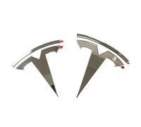 Adesivo con Logo per Auto per Tesla Model 3, Adesivi con Emblema Segno Badge Adesivo Accessori Auto,Silver plated-front+rear