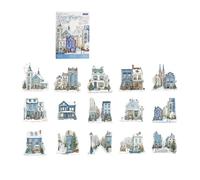 Adesivo Con Paesaggio Urbano Scena In Miniatura PET Per Album Fotografico Giornale Laptop Scrapbooking Decorazione Della Parete Casa Piccola Città