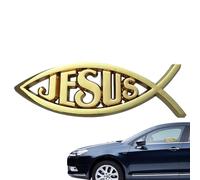 Adesivo con pesce di Gesù | Emblema di Gesù Pesce | Adesivo per auto in plastica Gesù Ichthys Pesce Cristiano simbolo di pesce per finestrini auto, computer portatili, bagaglio frigorifero