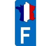 Adesivo con sagoma della Francia e lettera F, per Parte Sinistra della Targa Auto (9,8 x 4,5 cm)