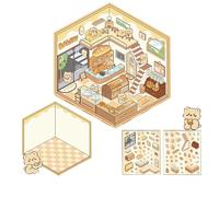 Adesivo con scena della casa in miniatura simulata cabina per scrapbooking diario taccuino album fotografico custodia telefono ristorante