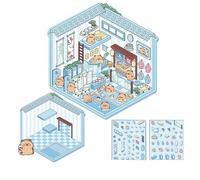 Adesivo con scena della casa in miniatura simulata cabina per scrapbooking diario taccuino album fotografico custodia telefono ristorante