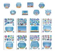 Adesivo con scena dell'acquario in miniatura per bottiglia d'acqua, laptop, scrapbooking, quaderni, copertine per telefono, decorazione per ufficio