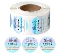 Adesivo con scritta "Thank You for Supporting My Small Business" - 1 rotolo da 500 pezzi, 2,5 cm, autoadesivo, con scritta "Thank You", per rivenditori online, boutique, negozi