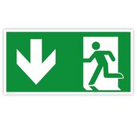 Adesivo con simbolo di salvataggio "via di fuga/uscita di emergenza/pronto soccorso" secondo ISO 7010 E001 E002 E003 verde | variante selezionabile Made in Germany, dimensioni: freccia inferiore