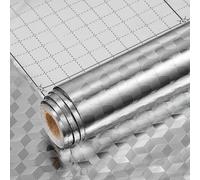 Adesivo da cucina in foglio di alluminio resistente all'olio, carta da parati autoadesiva, impermeabile, per fornello da cucina, controsoffitto, 40 x 300 cm (motivo Rhomb)