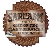 Adesivo da parete 3D autoadesivo e laminato per la salute mentale - Sarcasm One of the many services I offer for bar divertente | Cartelli per adulti per uomo (12 x 18 cm, 6 pezzi)