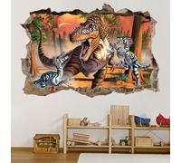 Adesivo da parete 3D con dinosauro, 80 x 56 cm, design T-Rex Jurassic, multicolore