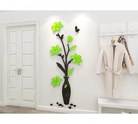 Adesivo da Parete 3D Fiore e Vaso Adesivi Murali Specchio Sticker da Muro Arts DIY Casa Decorazione Specchio Wall Sticker per Camera da Letto Asili Nido Bambini Stanze Soggiorno （E-S: 31 cm*80 cm）