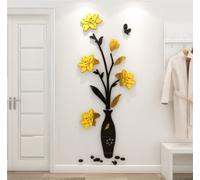 Adesivo da Parete 3D Fiore e Vaso Adesivi Murali Specchio Sticker da Muro Arts DIY Casa Decorazione Specchio Wall Sticker per Camera da Letto Asili Nido Bambini Stanze Soggiorno （E-S: 31 cm*80 cm）
