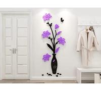 Adesivo da Parete 3D Fiore e Vaso Adesivi Murali Specchio Sticker da Muro Arts DIY Casa Decorazione Specchio Wall Sticker per Camera da Letto Asili Nido Bambini Stanze Soggiorno （E-L: 54 cm*140 cm）