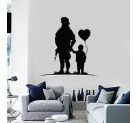 Adesivo da parete a forma di cuore per bambini in stile soldato in stile camera da letto dei bambini in vinile per finestre murale/nero
