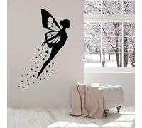 Adesivo da parete a forma di elfo con farfalle, ali magiche, fiabe, porta finestra, in vinile, per camera dei bambini, cameretta dei bambini, decorazione per la casa, 42 x 65 cm