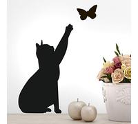 Adesivo da parete a forma di gatto, motivo: farfalle, decorazione per cucina, camera da letto, decorazione per la casa, trasferimenti di gatti, poster per soggiorno, decalcomanie rimovibili, pittura