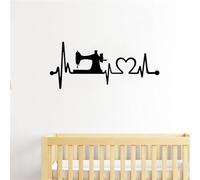 Adesivo da parete a forma di macchina da cucire, con battito cardiaco e scritta "Love to Sew for Sewing Shop", rimovibile, decorazione da parete, 42 x 18 cm