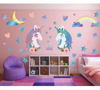Adesivo da parete a forma di unicorno, di grandi dimensioni, arcobaleno, decorazione da parete per ragazze e camerette dei bambini, decorazione per feste di Natale e compleanni