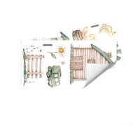 Adesivo da parete a tema coniglio in design casale con elementi botanici per soggiorno camera da letto cucina arredamento e spazio personalizzabile