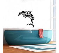 Adesivo da parete bianco e nero - motivo delfino adesivo decorativo per bagno, doccia o piscina, adesivo da parete in vinile 57 x 59 cm