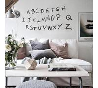 Adesivo da parete con alfabeto spaventoso per camera da letto, soggiorno, serie TV spettrale, decalcomania da parete per Halloween, decorazione in vinile da 4 cm-7 cm