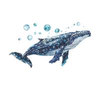 Adesivo da parete con balena ad acquerello, tema oceano, 90 x 39 cm