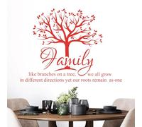 Adesivo da parete con citazione "Like Branches on a Tree We All Grow in Different Directions, Yet Our Roots Remain as One" (lingua italiana non garantita)