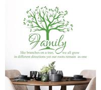 Adesivo da parete con citazione "Like Branches on a Tree We All Grow in Different Directions, Yet Our Roots Remain as One" (lingua italiana non garantita)