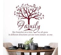 Adesivo da parete con citazione "Like Branches on a Tree We All Grow in Different Directions, Yet Our Roots Remain as One" (lingua italiana non garantita)