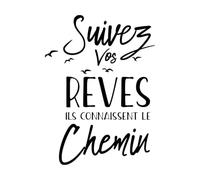 Adesivo da parete con citazione Segui i tuoi sogni in francese, per cameretta dei bambini, Suivez Vos Rêves, citazione ispiratrice, adesivo da parete per camera da letto, grande - 44x64cm