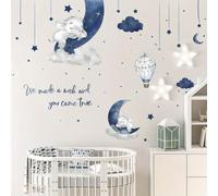 Adesivo da parete con elefante carino che dorme sulla luna, adatto per la camera dei bambini, la camera da letto, il soggiorno, la decorazione della nursery Tagli UnicaGeometricoPolicloruri di vinile