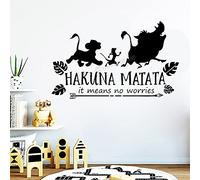 Adesivo da parete con leone dei cartoni animati con citazioni di Hakuna Matata Means No Worries Animali Wall Sticker per la camera dei bambini Decor Vinile Decal 94X57cm