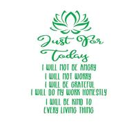 Adesivo da parete con preghiera sui principi Reiki, citazione ispiratrice del loto, studio di yoga, adesivo da parete per camera da letto, soggiorno, adesivo in vinile piccolo - 31x42 cm
