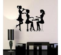 Adesivo da parete con sagoma di stilista, per salone di bellezza, parrucchiere, spa, nail art, decorazione d'interni, in vinile, per finestre, alla moda, per ragazze, 57 x 66 cm