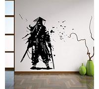 Adesivo da parete con samurai giapponese, nero, rimovibile, per soggiorno o studio, per creare un'atmosfera culturale giapponese, 57 x 62 cm