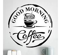 Adesivo da parete con scritta in inglese Good Morning Drink Coffee Cafe Window Stickers Adesivi da parete in vinile Decalcomania a specchio con citazioni a specchio, decorazione per negozi, pub, tè