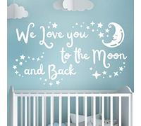 Adesivo da parete con scritta "We love you to the moon and back" (lingua italiana non garantita)