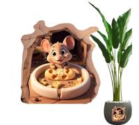 Adesivo da parete con topo - Divertenti decalcomanie da muro, adesivi decorativi Il topo mangia felicemente formaggio per armadietto, finestra, auto, adesivo da parete